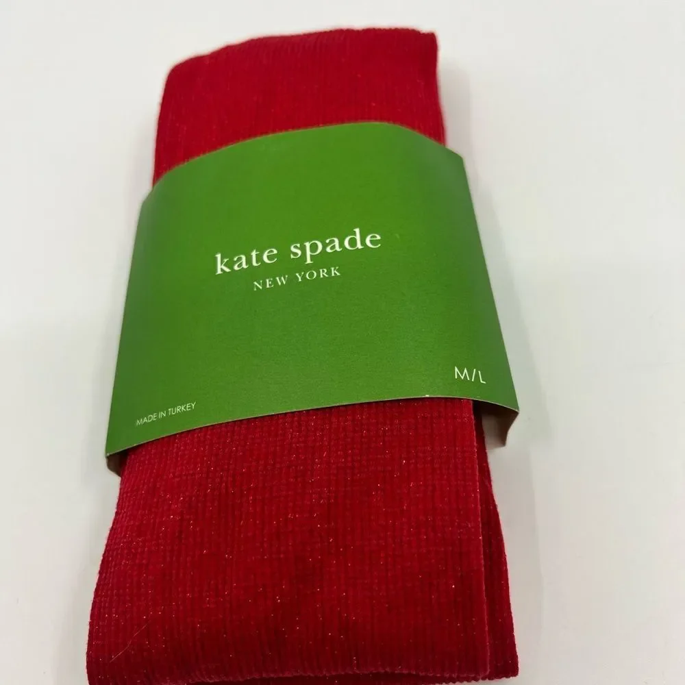 Kate Spade New York Tights  Red Sparkle Modern Women’s Size M/L NWT